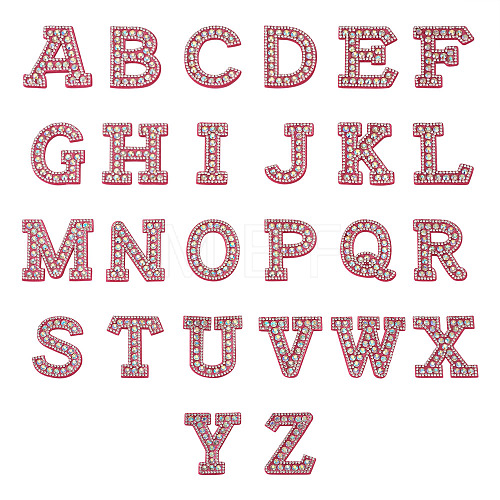 Alphabet Resin Rhinestone Patches DIY-TAC0005-45C-1