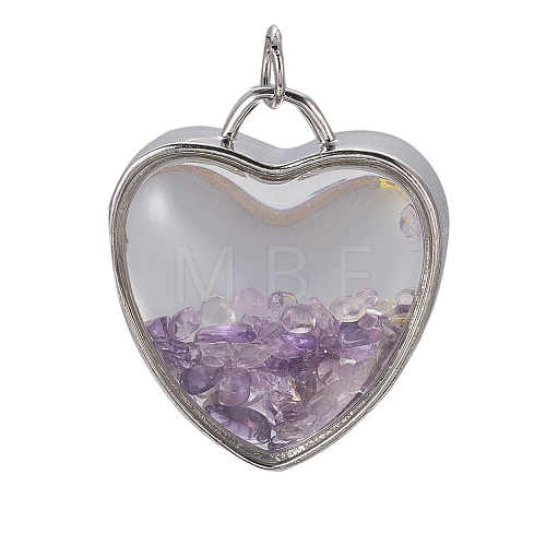 Natural Amethyst Chips Pendants G-A176-B07-1