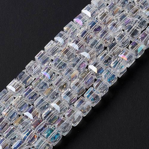 Electroplate Glass Beads Strands X-EGLA-D018-8x8mm-01-1