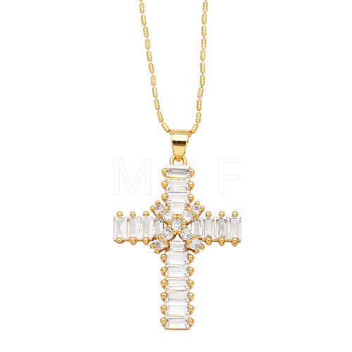 Brass Micro Pave Cubic Zirconia Pendant Necklaces PW-WG30431-02-1