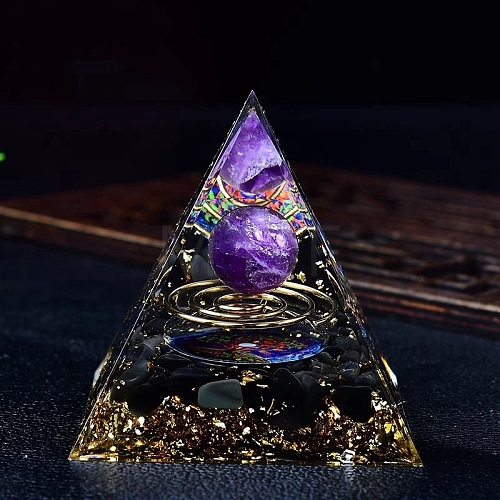 Natural Amethyst Orgone Stone Pyramid PW-WG8ED82-03-1