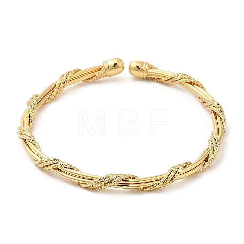 Rack Plating Brass Twist Rope Cuff Bangle for Women BJEW-M298-11G-1