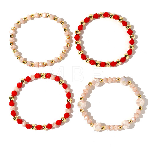 Brass & Faceted Glass Beaded Bracelet Sets for Girlfriend IA2152-1