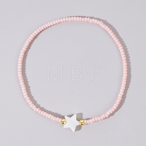 Glass Seed Bead & Shell Star Beaded Bracelet for Women RH2827-1-1