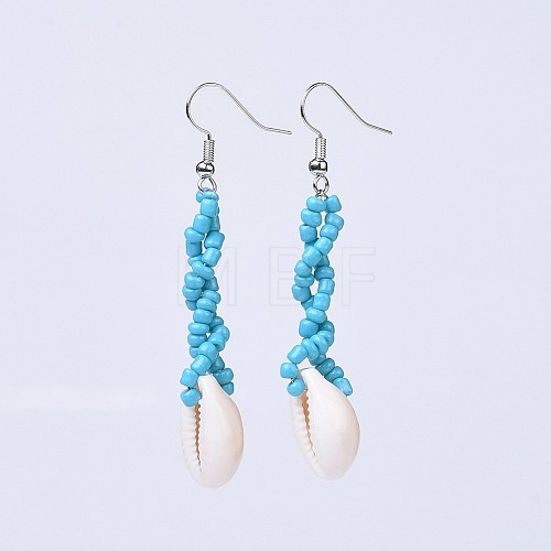 Baking Paint Glass Seed Beads Dangle Earrings EJEW-JE03047-04-1