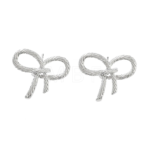 Bowknot Brass Stud Earrings EJEW-Q811-22P-1