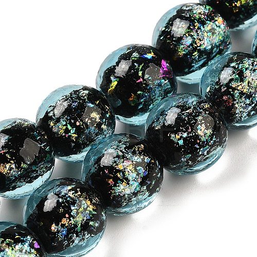 Handmade Dichroic Foil Glass Beads Strands DICH-U001-06H-1