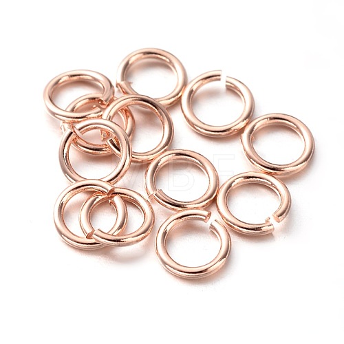 Eco-Friendly PVD Vacuum Plating & Long-Lasting Plated Brass Open Jump Rings KK-E663-5mm-RG-1