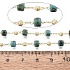 Handmade Brass & Glass Beaded Link Chains CHC-Q021-03G-3