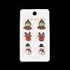 Christmas Theme Wood Stud Earrings EJEW-U016-06P-04-1