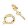 Brass Micro Pave Clear Cubic Zirconia Toggle Clasps KK-K391-14G-2