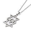 Non-Tarnish 201 Stainless Steel David Star Pendant Necklace with Cable Chains NJEW-Q317-07P-2