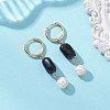 Round Natural Amber & Natural Cultured Freshwater Pearl Hoop Earrings EJEW-JE06998-1