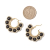 Shell Pearl & Synthetic Green Turquoise & Natural Black Onyx Flower Hoop Earrings EJEW-MZ00662-03-3