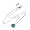 304 Stainless Steel Green Enamel 5-Petal Flower Pendant Necklaces for Women NJEW-U032-17P-01-4