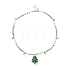Acrylic Christmas Tree Pendant Necklace NJEW-TA00076-1