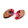 Transparent Resin and Walnut Wood Pendants RESI-T057-03L-2