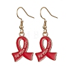 Awareness Ribbon Alloy Enamel Dangle Earrings EJEW-JE05483-4