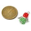 Red Rose Flower Resin & Glass Seed Beads Pendants PALLOY-MZ00289-02-2