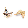 304 Stainless Steel & Shell & Rhinestone & ABS Imitation Pearl Butterfly Pendants STAS-T073-67A-G-2