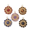Natural Mixed Gemstone Faceted Round & Gold Glass Seed Beaded Pendants PALLOY-MZ01323-1