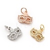 Mask Brass Micro Pave Clear Cubic Zirconia Charms KK-G425-08-1