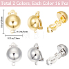 SUNNYCLUE 32Pcs 2 Colors Half Round Brass Clip-on Earring Findings KK-SC0004-21-2
