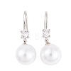 Rack Plating Brass Cubic Zirconia ABS Pearl Earring Hooks EJEW-S219-16P-06-1