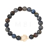 8.5MM Natural Dumortierite Round Beaded Stretch Bracelets BJEW-JB14304-3
