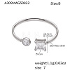304 Stainless Steel Pave Clear Cubic Zirconia Cuff Open Rings WG1C9FF-02-1