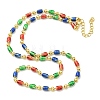 Brass Enamel Column Link Chain Necklaces NJEW-H039-06A-02G-2