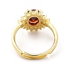 Red Glass Flower Adjustable Ring with Cubic Zirconia KK-H439-28G-3