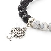 Natural Lava Rock and Synthetic Howlite Round Beads Stretch Bracelet for Men Women BJEW-JB06929-6