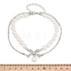 Alloy Micro Pave Clear Cubic Zirconia Bowknot Link 2-Strand Bracelets for Women AL-CBA3C8B-08P-3