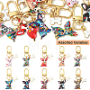 10Pcs 10 Styles Alloy Enamel Dog with Bone Pendant Decorations HJEW-YW00297-1