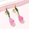 Brass Enamel Stud Earrings EJEW-F390-02G-02-1