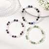 Natural Gemstone & Shell Pearl & Brass Rhinestone Beaded Stretch Bracelets for Girls BJEW-JB14087-1
