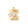 Brass Micro Pave Clear Cubic Zirconia Charms LS-KK-Z151-18G-E-1