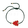 Adjustable Christmas Tree Braided Nylon String Bracelets with Brass Star BJEW-TA00762-01-3