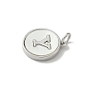 Brass Pave Natural Shell Flat Round with Letter Charms KK-Z115-13P-Y-2