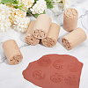 CHGCRAFT 6Pcs 6 Styles Flower Pattern Round Wooden Traditional Chinese Moon Cake Molds AJEW-CA0004-25-5