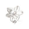 304 Stainless Steel Flower Open Cuff Ring for Women RJEW-C091-02P-1