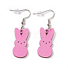Rabbit Wooden Dangle Earrings EJEW-D189-01C-2