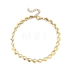 2Pcs 2 Colors Valentine's Day 304 Stainless Steel Heart Link Chain Anklets for Women AJEW-AN00801-4