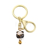 Fortune Cat Porcelain Pendant Keychain KEYC-G064-03C-1