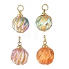 Baking Paint and Golden Metal Enlaced Glass Pendants PALLOY-JF05670-02-1