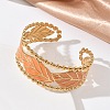 304 Stainless Steel Enamel Cuff Open Bangles for Women BJEW-F542-01G-02-2
