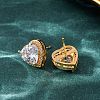 Brass Micro Pave Cubic Zirconia Stud Earrings for Women EJEW-F418-06G-3