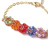 Colorful Flower Glass Beded Bracelets BJEW-MZ00077-4