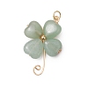 Natural Green Aventurine Copper Wire Wrapped Shamrock Pendants PALLOY-JF02972-01-1